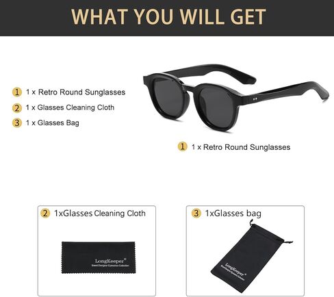 Long Keeper Vintage Small Round Sunglasses for Men Women Retro Circle Tinted Sunglasses Fashion Round Sun Glasses, 46mm in Saudi Arabia