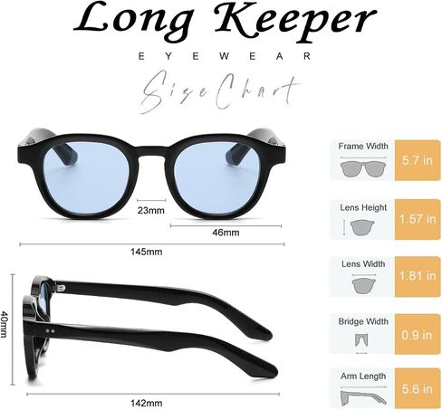 Long Keeper Vintage Small Round Sunglasses for Men Women Retro Circle Tinted Sunglasses Fashion Round Sun Glasses, 46mm in Saudi Arabia