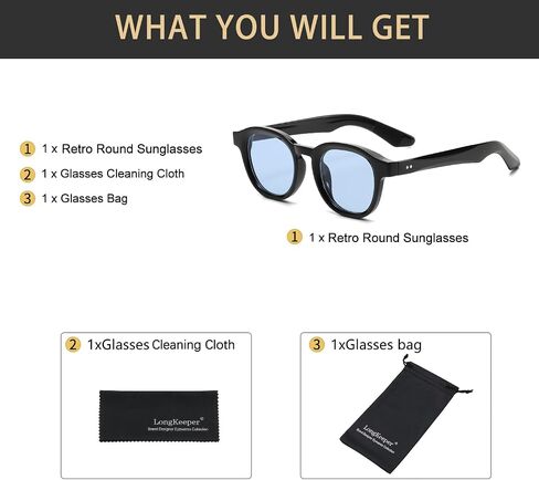 Long Keeper Vintage Small Round Sunglasses for Men Women Retro Circle Tinted Sunglasses Fashion Round Sun Glasses, 46mm in Saudi Arabia