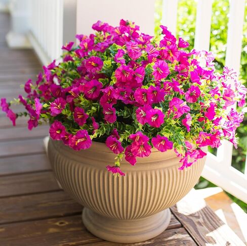 Artificial Plants for Outdoors Outside Spring Summer Decoration, 12 Bundles Faux Eucalyptus Leaves Stems Bulk Fake Greenery Branches Look Real UV Resistant for Home Porch Patio Planter Yard in Saudi Arabia
