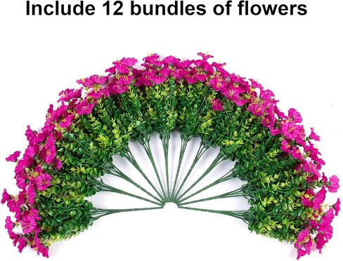 Artificial Plants for Outdoors Outside Spring Summer Decoration, 12 Bundles Faux Eucalyptus Leaves Stems Bulk Fake Greenery Branches Look Real UV Resistant for Home Porch Patio Planter Yard in Saudi Arabia