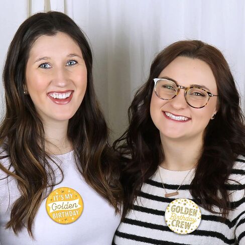 بيج دوت اوف هابينيس شارة عيد ميلاد بلون بينك وذهبي وردي - شارة حفلة عيد ميلاد سعيد 3 انش - ازرار خلفية - مجموعة من 8 قطع، معدن، بدون احجار كريمة, معدن, بدون أحجار كريمة in Kuwait