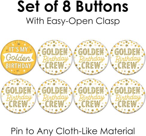 بيج دوت اوف هابينيس شارة عيد ميلاد بلون بينك وذهبي وردي - شارة حفلة عيد ميلاد سعيد 3 انش - ازرار خلفية - مجموعة من 8 قطع، معدن، بدون احجار كريمة, معدن, بدون أحجار كريمة in Kuwait