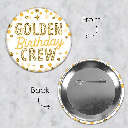 بيج دوت اوف هابينيس شارة عيد ميلاد بلون بينك وذهبي وردي - شارة حفلة عيد ميلاد سعيد 3 انش - ازرار خلفية - مجموعة من 8 قطع، معدن، بدون احجار كريمة, معدن, بدون أحجار كريمة in Kuwait