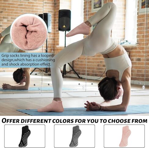 Non Slip Yoga Socks for Women 6 Pairs Ankle Low Cut Pilates Barre Socks with Grips, Multicolor 02(6 Pairs) in Saudi Arabia