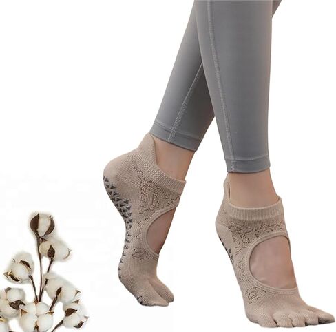 Grip Socks Womens Pilates Yoga Barre Non Slip Stripes Cotton Ankle Anti-Skid Sock Size 5-10 in Saudi Arabia