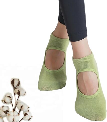 Grip Socks Womens Pilates Yoga Barre Non Slip Stripes Cotton Ankle Anti-Skid Sock Size 5-10 in Saudi Arabia