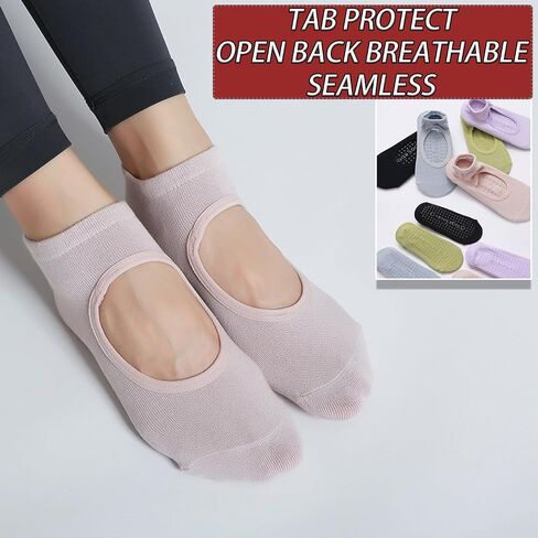Grip Socks Womens Pilates Yoga Barre Non Slip Stripes Cotton Ankle Anti-Skid Sock Size 5-10 in Saudi Arabia