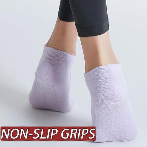Grip Socks Womens Pilates Yoga Barre Non Slip Stripes Cotton Ankle Anti-Skid Sock Size 5-10 in Saudi Arabia