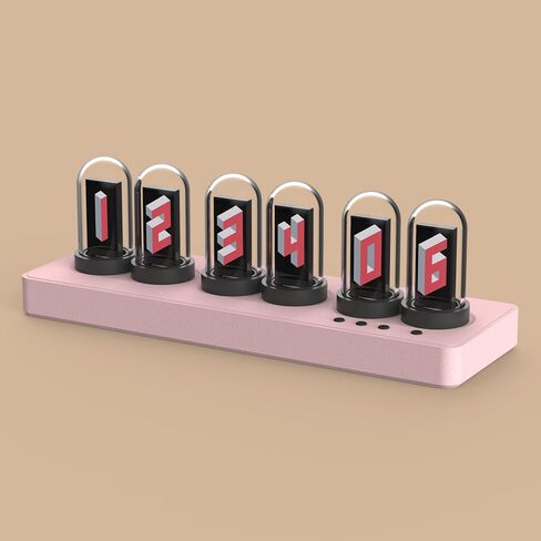 ساعة أنبوب Nixie، ساعة مكتب، التحكم في الهاتف المحمول، إضاءة خلفية RGB، أقراص رقمية مخصصة، ساعة أنبوبية لغرفة الألعاب وديكور المكتب (أبيض) in Kuwait