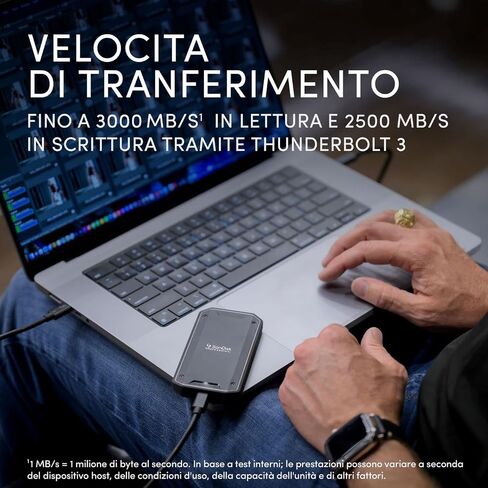 SANDISK Professional 4TB PRO-G40 SSD - Up to 3000MB/s, Thunderbolt 3 (40Gbps), USB-C (10Gbps), IP68 dust/Water Resistance, External Solid State Drive - SDPS31H-004T-GBCND | Up to 3000MB/s, Thunderbolt 3 (40Gbps), USB-C (10Gbps), IP68 dust/Water Resistance in Kuwait