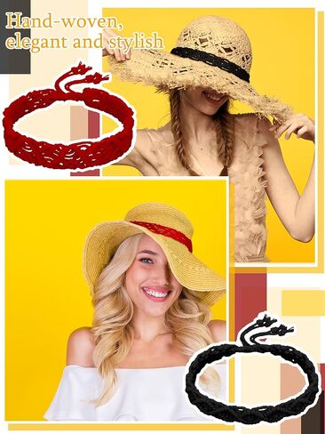 Newcotte 4 Pcs Boho Macrame Handwoven Cowboy Hat Band Boho Hat Bands Adjustable Hatband Western Hat Belts for Women in Saudi Arabia