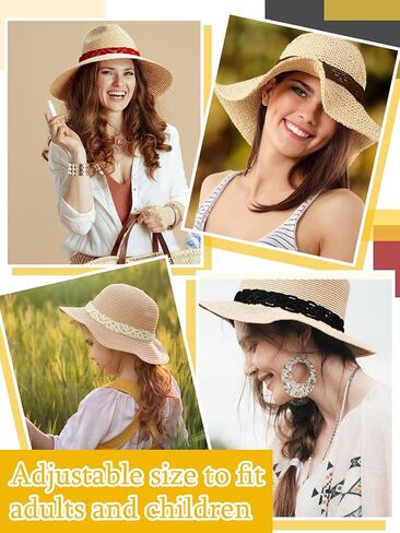 Newcotte 4 Pcs Boho Macrame Handwoven Cowboy Hat Band Boho Hat Bands Adjustable Hatband Western Hat Belts for Women in Saudi Arabia
