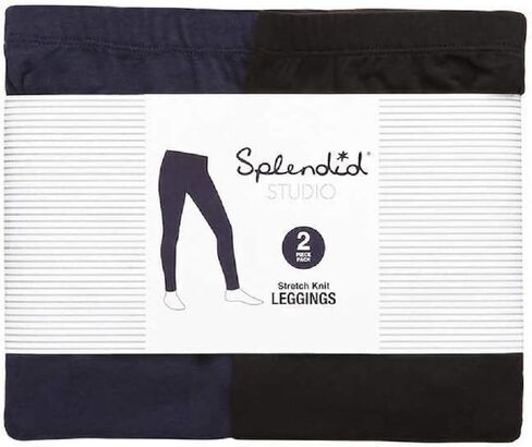 Splendid Girls Tapered Legs Elastic Waistband Solid Legging (2 Pack) (10, Black - Peacoat) in Saudi Arabia