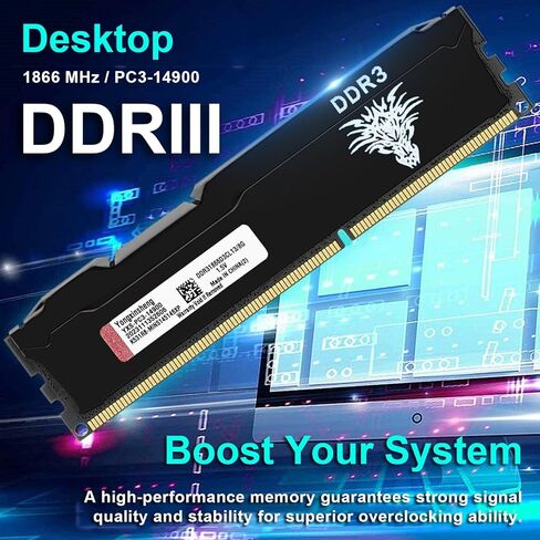 Yongxinsheng 1333MHz 16GB Kit (8GBx2) DDR3 Ram Desktop PC3-10600 UDIMM Non-ECC Unbuffered 1.5V 2Rx8 Dual Rank 240-Pin CL9 PC وحدة ترقية ذاكرة الكمبيوتر (أسود) in Kuwait