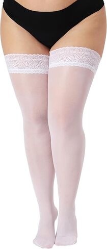 DancMolly Plus Size Thigh High Stockings, Semi Sheer Lace Top Stay Up Pantyhose for Women in Saudi Arabia