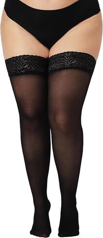 DancMolly Plus Size Thigh High Stockings, Semi Sheer Lace Top Stay Up Pantyhose for Women in Saudi Arabia