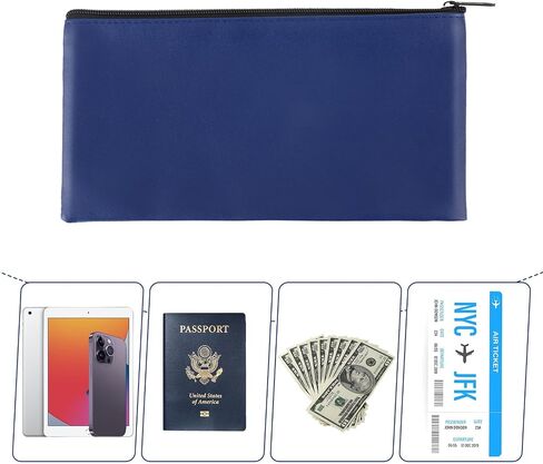 2 PCS Money Bags with Zipper Bank Deposit Cash Bags PU Leather Bags 10.6x5.7 inch Money Holder Cash Money Organizer Check Wallet Travel Money Pouch for Coins Bills Cosmetics (navy) in Saudi Arabia