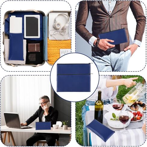 2 PCS Money Bags with Zipper Bank Deposit Cash Bags PU Leather Bags 10.6x5.7 inch Money Holder Cash Money Organizer Check Wallet Travel Money Pouch for Coins Bills Cosmetics (navy) in Saudi Arabia