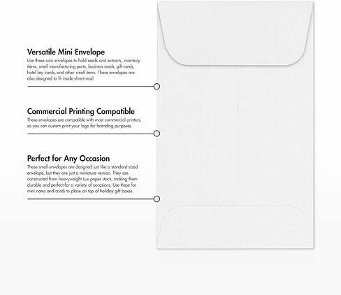 LUXPaper #1 Coin Envelopes | 2 1/4" x 3 1/2" | White Linen | 80lb. Text | 50 Qty in Saudi Arabia