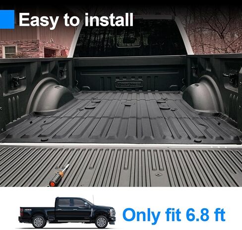 حصيرة سرير صندوق السيارة لعام 2017-2024 Ford F-250 F-350، بطانة سرير مخصصة لجميع الأحوال الجوية TPE مقاومة للماء فائقة التحمل 6.8FT ﻿لملحقات 2024 F-250 F-350 in Kuwait