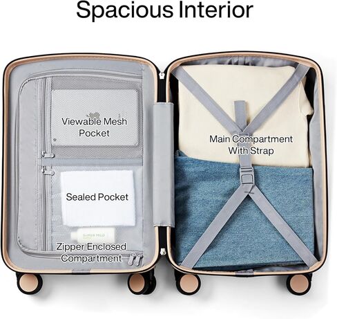 Hanke Carry On Luggage شركة الطيران المعتمدة، 20 بوصة تحمل على الأمتعة حقائب ذات هيكل صلب مع عجلات خفيفة الوزن TSA Travel Luggage (الخيزران الأخضر) in Kuwait