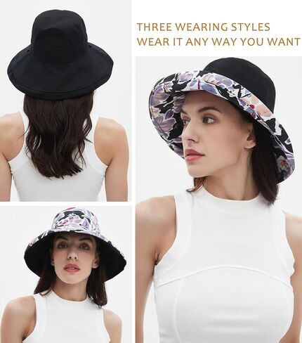 100% Cotton Women Sun Hats Wide Brim Gardening Bucket Hat Travel Sun Protection Packable Womens Beach Hat -Fold-UP Brim in Saudi Arabia