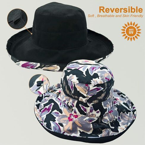 100% Cotton Women Sun Hats Wide Brim Gardening Bucket Hat Travel Sun Protection Packable Womens Beach Hat -Fold-UP Brim in Saudi Arabia