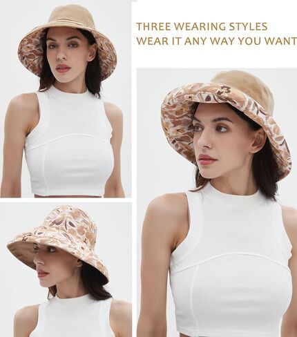 100% Cotton Women Sun Hats Wide Brim Gardening Bucket Hat Travel Sun Protection Packable Womens Beach Hat -Fold-UP Brim in Saudi Arabia