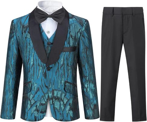 SWOTGdoby Boys Dress Suits 3 Piece Slim Fit Kids Tuxedo Suits for Boys Formal Blazer Jacket Pants Vest Wedding Party Prom in Saudi Arabia