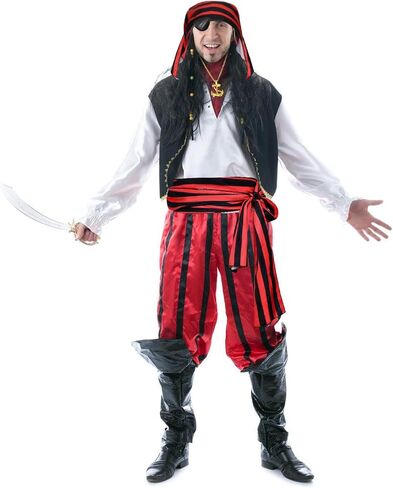 5 Pieces Pirate Costume Accessories Set For Women Men Pirates Belt and Pirate Head Scarf Bandanas for Halloween in Saudi Arabia