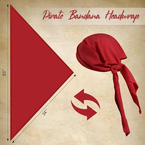 5 Pieces Pirate Costume Accessories Set For Women Men Pirates Belt and Pirate Head Scarf Bandanas for Halloween in Kuwait