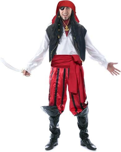 5 Pieces Pirate Costume Accessories Set For Women Men Pirates Belt and Pirate Head Scarf Bandanas for Halloween in Kuwait
