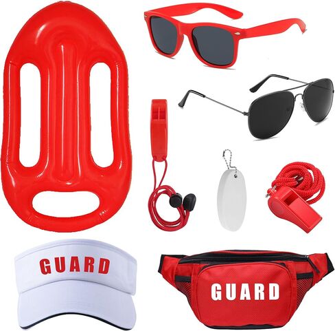 8Pcs Guard Costume Set for Women Men Fanny Pack Whistle Lifeguard Guard Accessories Set for Halloween Party Dress Up in Saudi Arabia