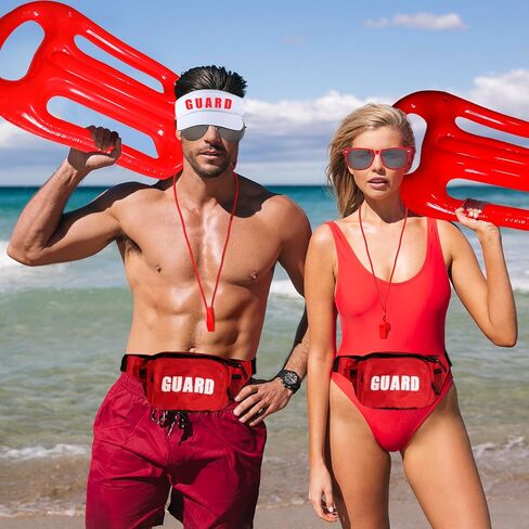 8Pcs Guard Costume Set for Women Men Fanny Pack Whistle Lifeguard Guard Accessories Set for Halloween Party Dress Up in Saudi Arabia