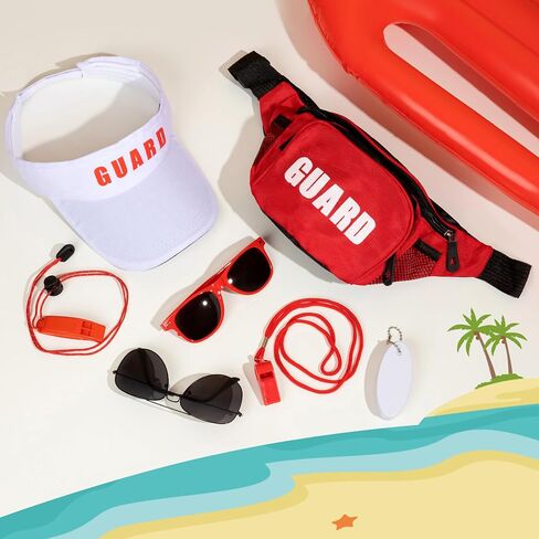 8Pcs Guard Costume Set for Women Men Fanny Pack Whistle Lifeguard Guard Accessories Set for Halloween Party Dress Up in Saudi Arabia