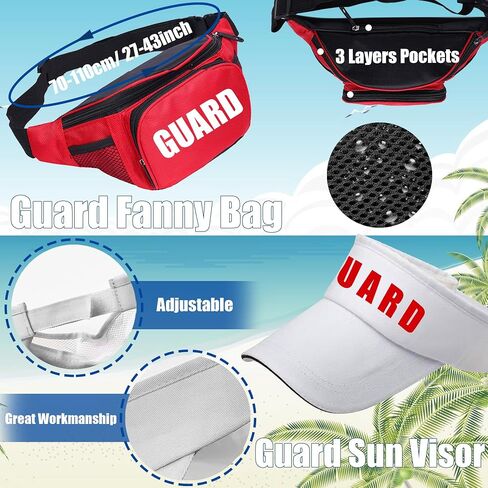 8Pcs Guard Costume Set for Women Men Fanny Pack Whistle Lifeguard Guard Accessories Set for Halloween Party Dress Up in Saudi Arabia