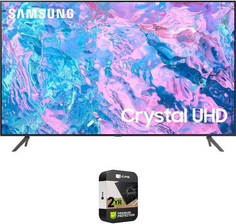 حزمة تلفزيون سامسونج الذكية UN55CU7000 مقاس 55 بوصة Crystal UHD 4K مع حزمة حماية محسنة CPS لمدة عامين (موديل 2023) in Kuwait