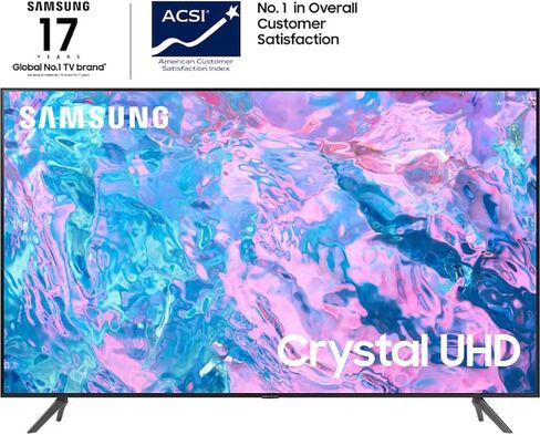 حزمة تلفزيون سامسونج الذكية UN55CU7000 مقاس 55 بوصة Crystal UHD 4K مع حزمة حماية محسنة CPS لمدة عامين (موديل 2023) in Kuwait