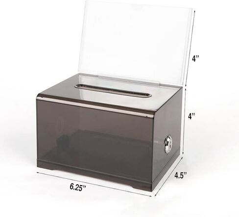 Voting Box Donation Box with Lock and Bracket - Secure Suggestion Box, Perfect for Business Cards (6.2 "x 4.1" x2.4 x4) (1 Piece Black) in Saudi Arabia