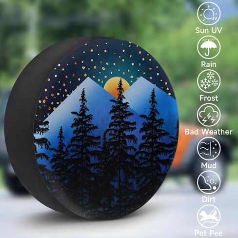 Mountain Forest Landscape Spare Tire Cover Wheel Protectors Weatherproof Wheel Covers Universal Fit for Trailer Rv SUV Truck Camper Travel Trailers 15 in in Saudi Arabia