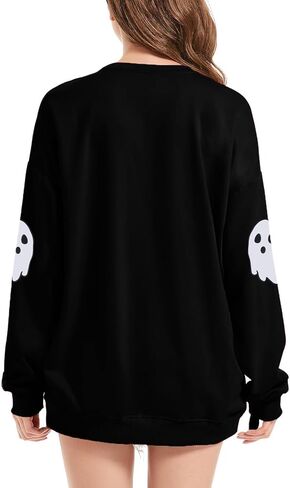HEBBE Spooky Season Sweatshirts Halloween Ghost Sweatshirt Women - Halloween Graphic Crewneck Tops Casual Sweater in Kuwait
