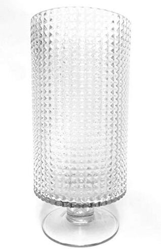 Candle Holder - Pedestal Based Diamond Cut Glass Hurricane Candleholder, 10-Inch, Clear in Saudi Arabia