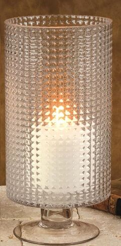 Candle Holder - Pedestal Based Diamond Cut Glass Hurricane Candleholder, 10-Inch, Clear in Saudi Arabia
