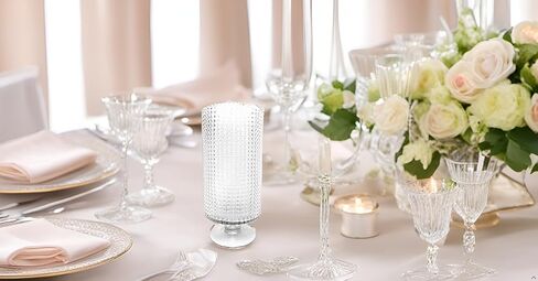 Candle Holder - Pedestal Based Diamond Cut Glass Hurricane Candleholder, 10-Inch, Clear in Saudi Arabia