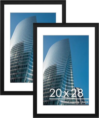 مجموعة إطارات صور PEALSN مقاس 20 × 28 مكونة من قطعتين، صور عرض 16 × 24 مع حصيرة أو 20 × 28 بدون حصيرة لعرض التثبيت على الحائط، إطارات الملصقات، أسود in Kuwait
