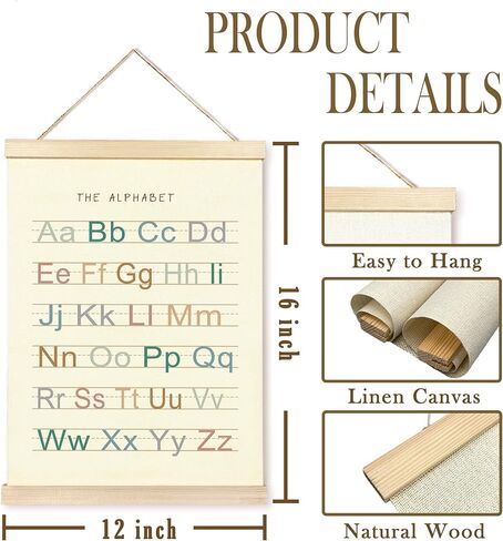 cgbhw الفصول الدراسية ديكور الأبجدية ملصق شماعات الإطار مجموعة من 2، الأبجدية لجدار الفصول الدراسية، حزمة ديكور الفصول الدراسية ما قبل المدرسة، الحضانة رياض الأطفال غرفة الأطفال التعليمية جدار الفن شنقا ديكور in Kuwait