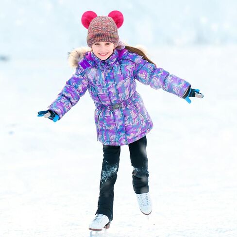 Kids Winter Beanie Hat Warm Fleece Lined Knitted Ski Cap with Double Pom Pom for Boys Girls Ages 7-12 in Saudi Arabia