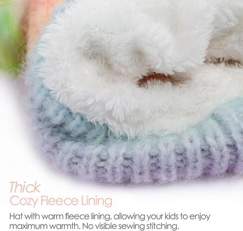 Kids Winter Beanie Hat Warm Fleece Lined Knitted Ski Cap with Double Pom Pom for Boys Girls Ages 7-12 in Saudi Arabia