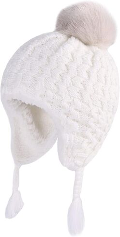 قبعة صغيرة شتوية للفتيات الصغيرات والأولاد، قبعة أذن مبطنة بالصوف الدافئ للفتيات الصغيرات والأولاد in Kuwait